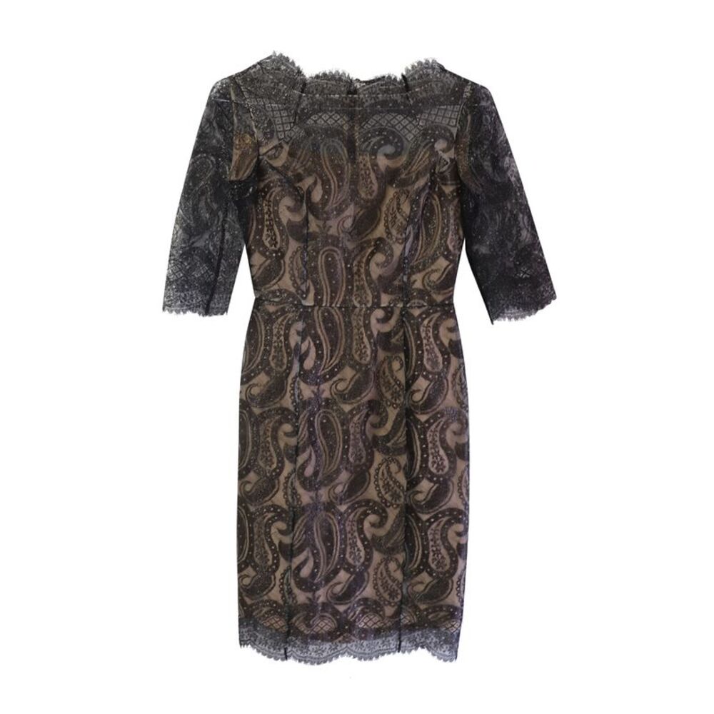 Erdem Paisley Lace Midi Shift Dress in Black Polyester - Picture 4 of 7